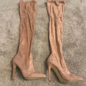 Missguided Over the Knee Boots in Tan